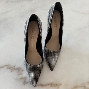 SCHUTZ Lou crystal suede pump